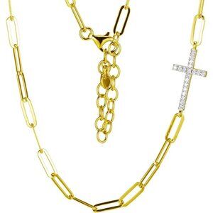 Amazon Essentials Yellow 18K Gold Plated Sterling Silver Cross Chain NEW $114!